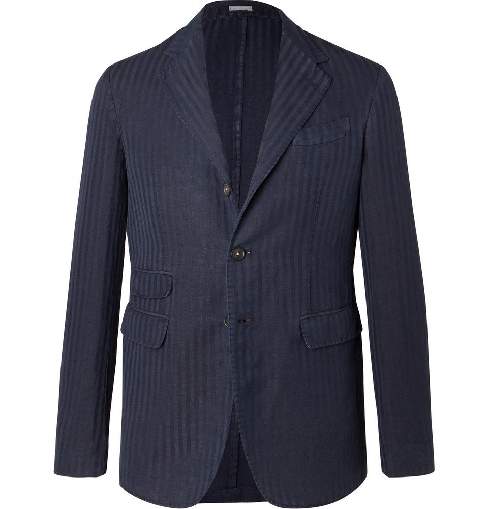 Unstructured Linen Blazer - Navy