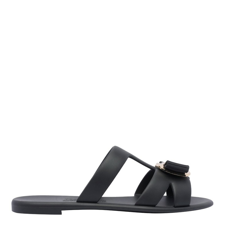 Ferragamo Black Sporty Origami Knot Slides Salvatore Ferragamo