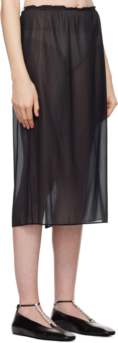 Carven Black Sheer Midi Skirt