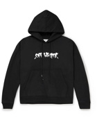 Off-White - Neen Logo-Print Cotton-Jersey Hoodie - Black