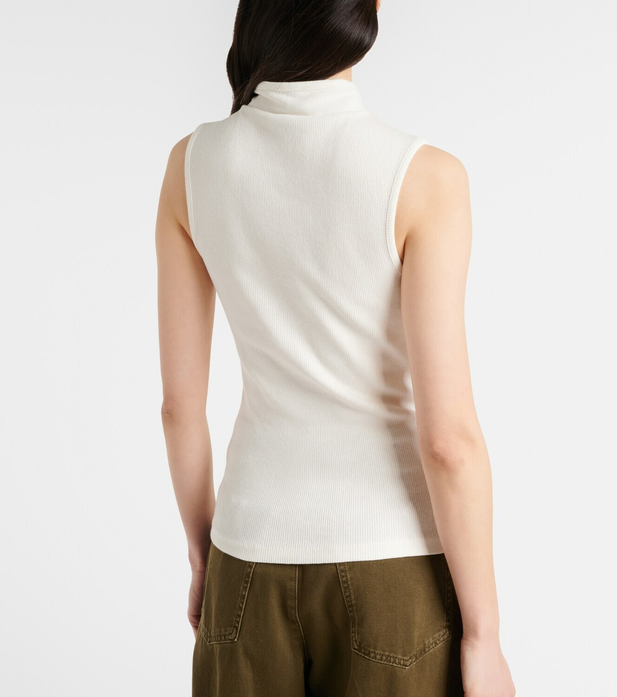 Lemaire Scarf-detail cotton and linen jersey top