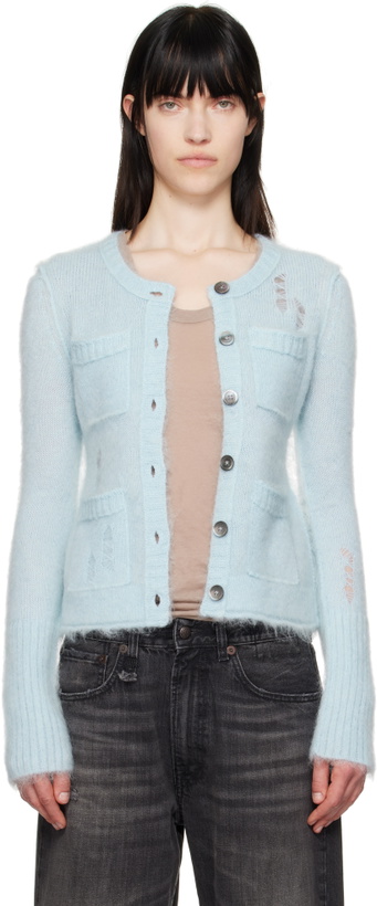 Photo: R13 Blue Elongated Shrunken Crewneck Cardigan
