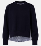 Sacai Striped cotton-blend sweatshirt