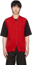 Comme des Garçons Shirt Red & Black Knit Vest Cardigan