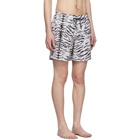 Amiri Black and White Tiger Swim Shorts