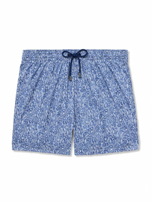 Photo: Canali - Straight-Leg Mid-Length Printed Swim Shorts - Blue