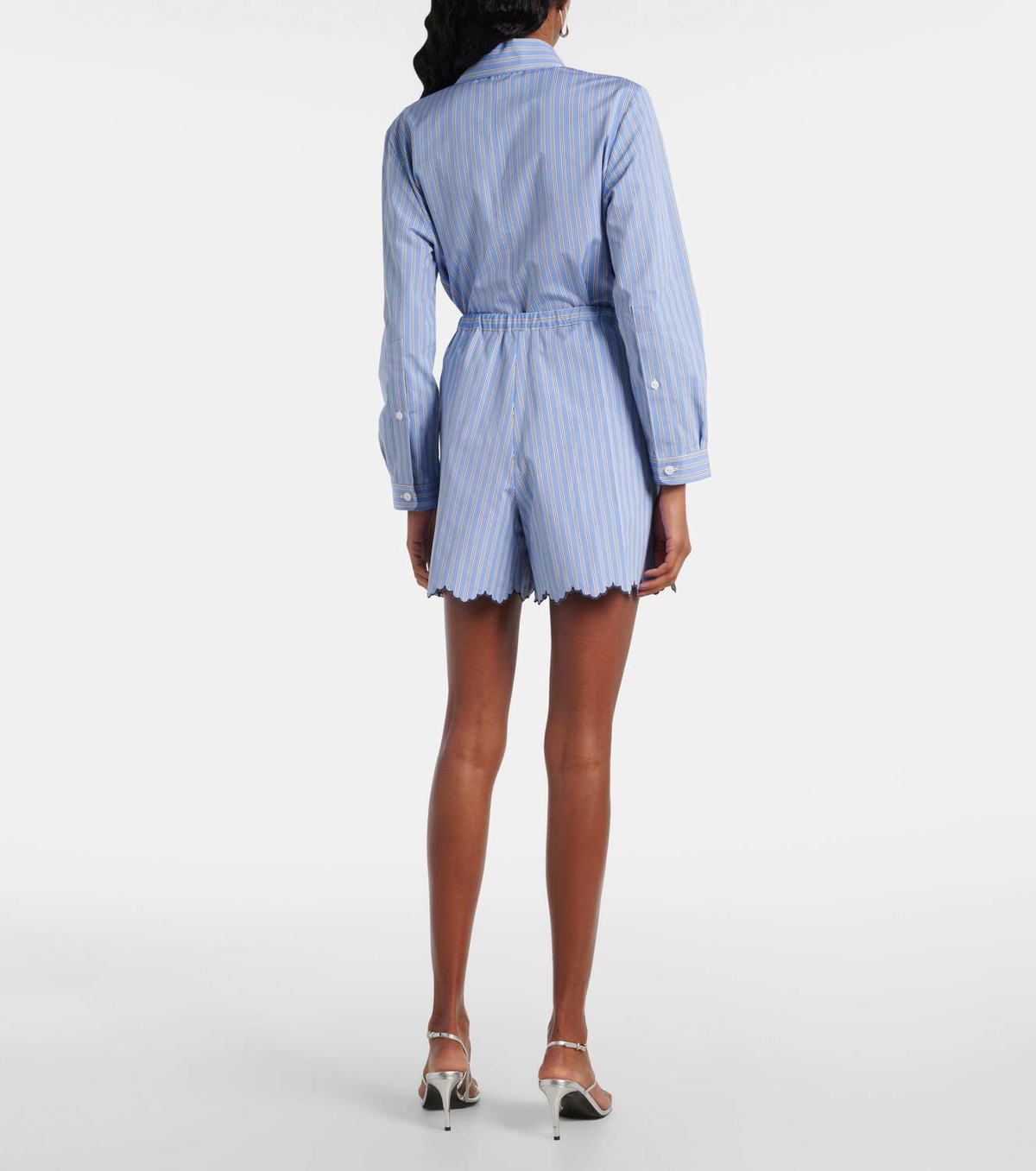 Patou Scalloped cotton poplin shorts