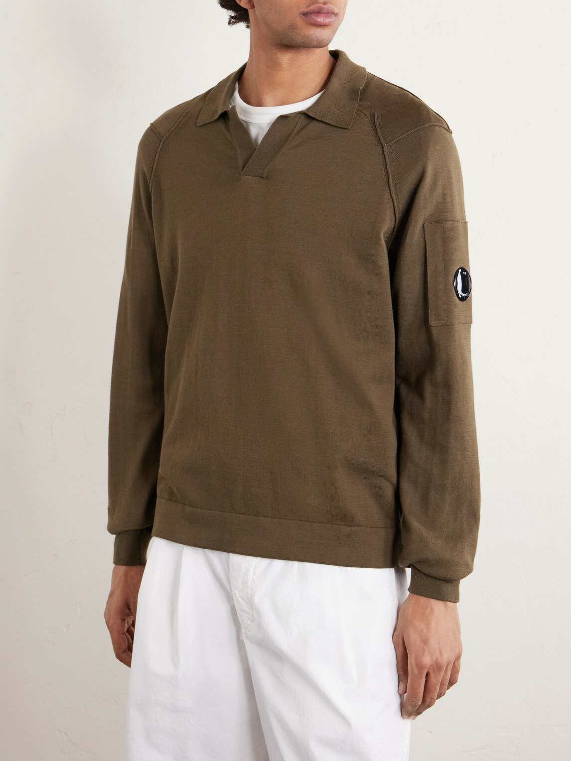 C.P. Company - Logo-Appliquéd Sea Island Cotton Polo Sweater - Green