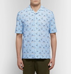 Sunspel - Camp-Collar Printed Cotton Shirt - Blue