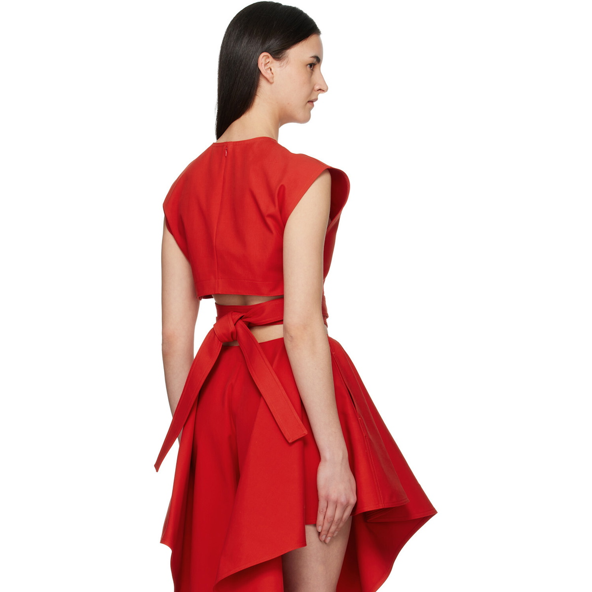 ALAÏA Orange Belted Cotton Top