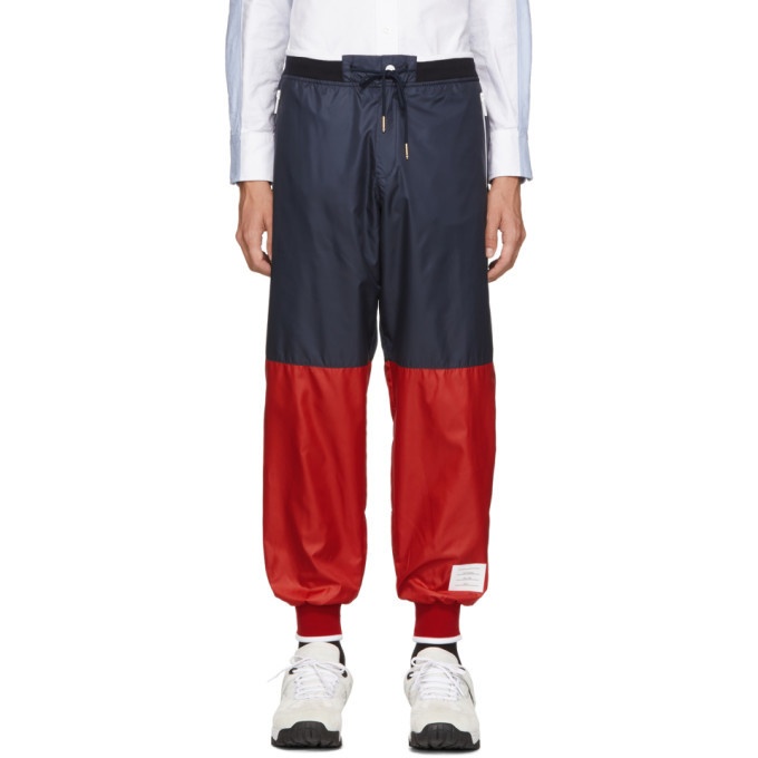 Photo: Thom Browne Navy and Red Ripstop Sweatpants