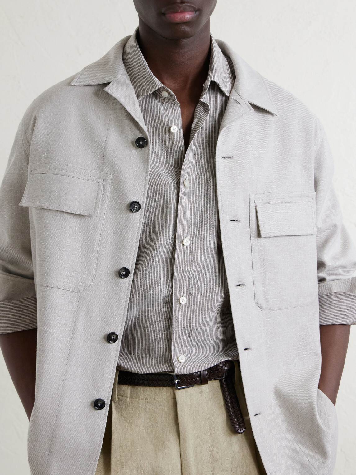 Slowear - Striped Linen Shirt - Brown