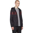 Valentino Black and Red Logo Zip Jacket