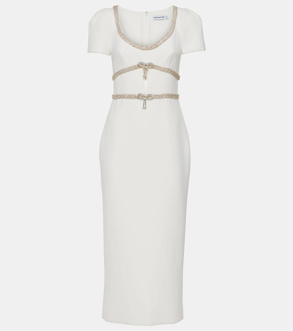 ◆関税込◆【Self-Portrait】White Crepe Chiffon Midi Dress White Crepe Chiffon Midi Dress – self-portrait-US