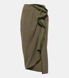 Dries Van Noten Prince of Wales draped midi skirt