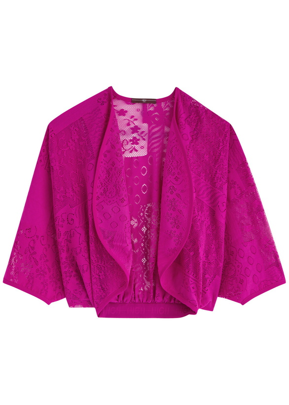 Photo: High Joyful Cropped Lace Cardigan Pink