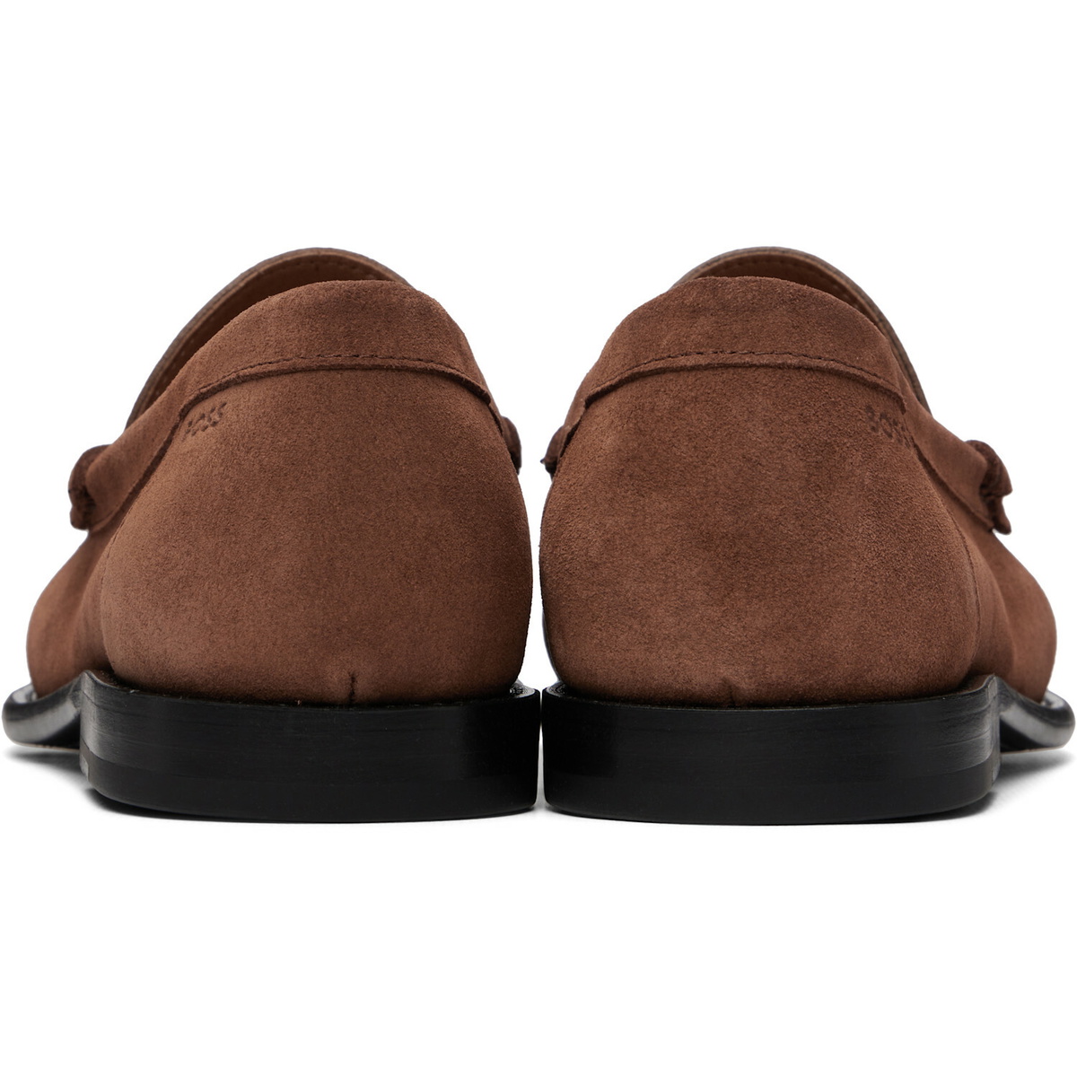 BOSS Brown Penny-Trim Suede Loafers
