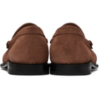 BOSS Brown Penny-Trim Suede Loafers