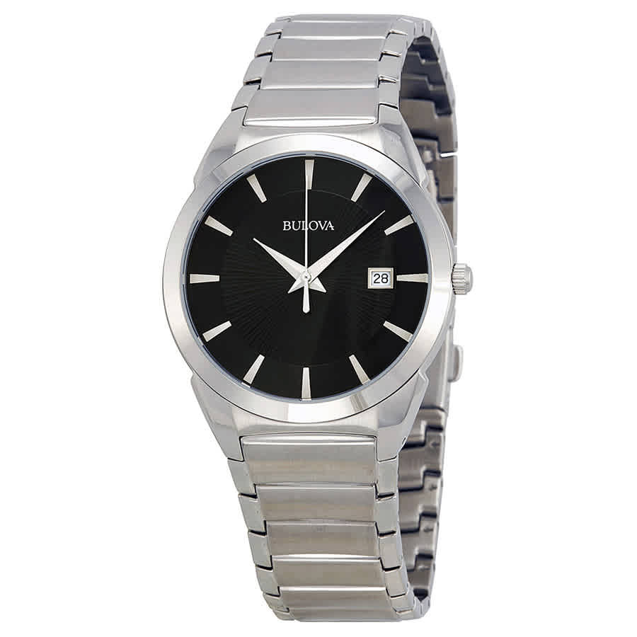 Bulova Classic Black Dial Stainless Steel Mens Watch 96B149 Bulova