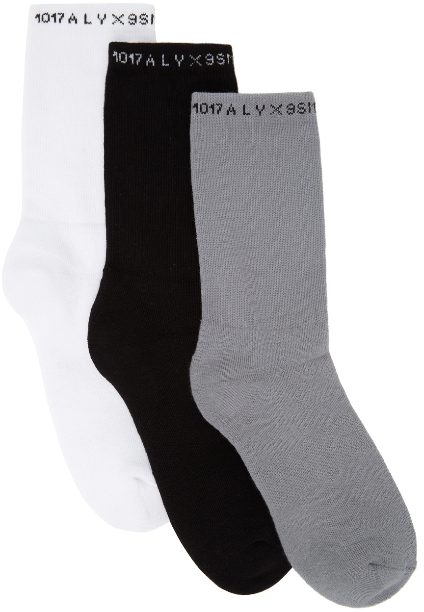 1017 ALYX 9SM Three-Pack Multicolor Logo Socks 1017 ALYX 9SM