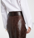 Saint Laurent Belted leather pencil skirt