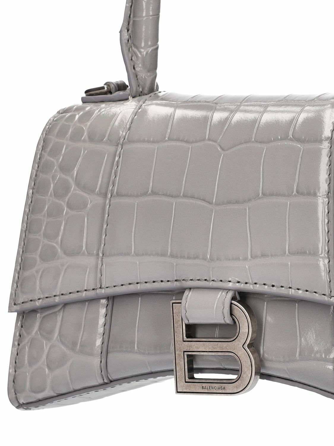 BALENCIAGA - Croc Embossed Leather Shoulder Bag Balenciaga