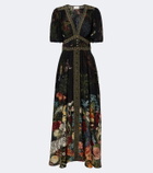 Camilla Embellished printed silk satin maxi dress