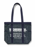 Neighborhood - Canvas-Trimmed Logo-Print Denim Tote Bag