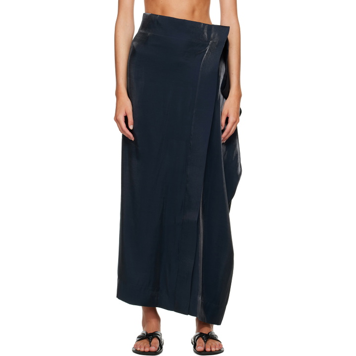 Photo: ISSEY MIYAKE SSENSE Exclusive Navy Mercury Maxi Skirt