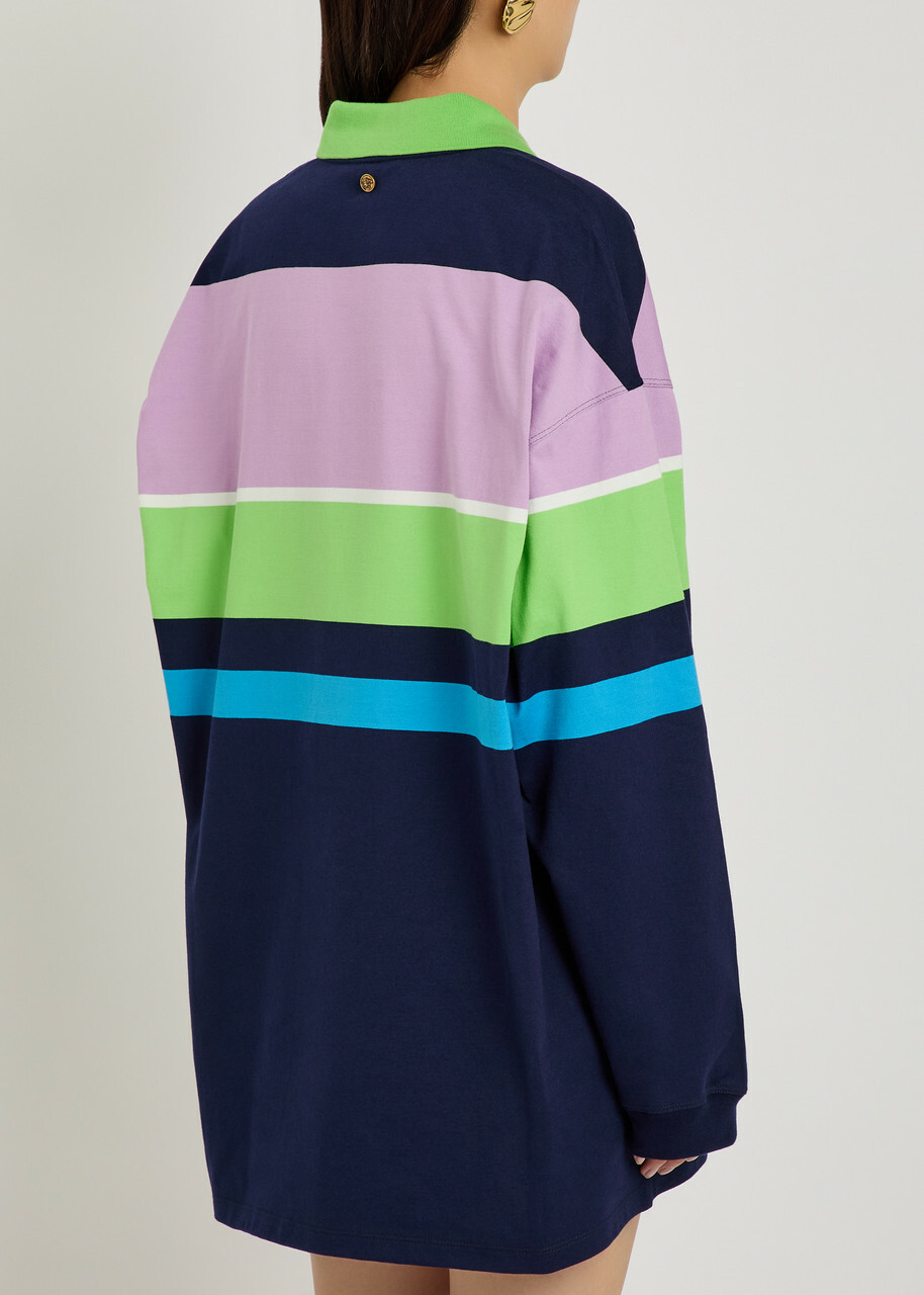 Versace Striped Cotton Mini Sweatshirt Dress Multicoloured