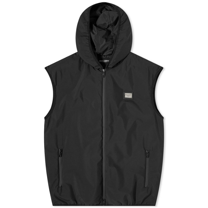 Photo: Dolce & Gabbana Men's Technical Nylon Hooded Vest in Black