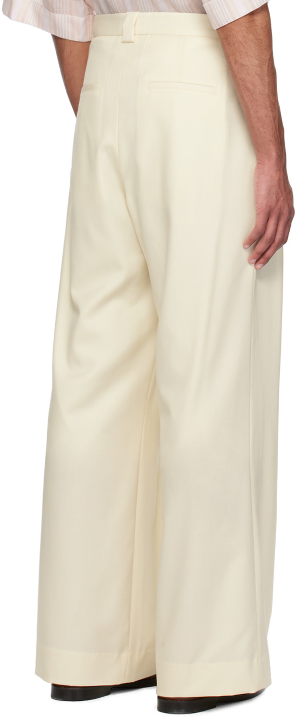 King & Tuckfield Off-White Wide-Leg Trousers