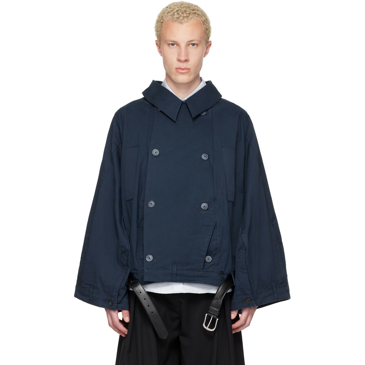 HODAKOVA Navy Double Breasted Upd Jacket