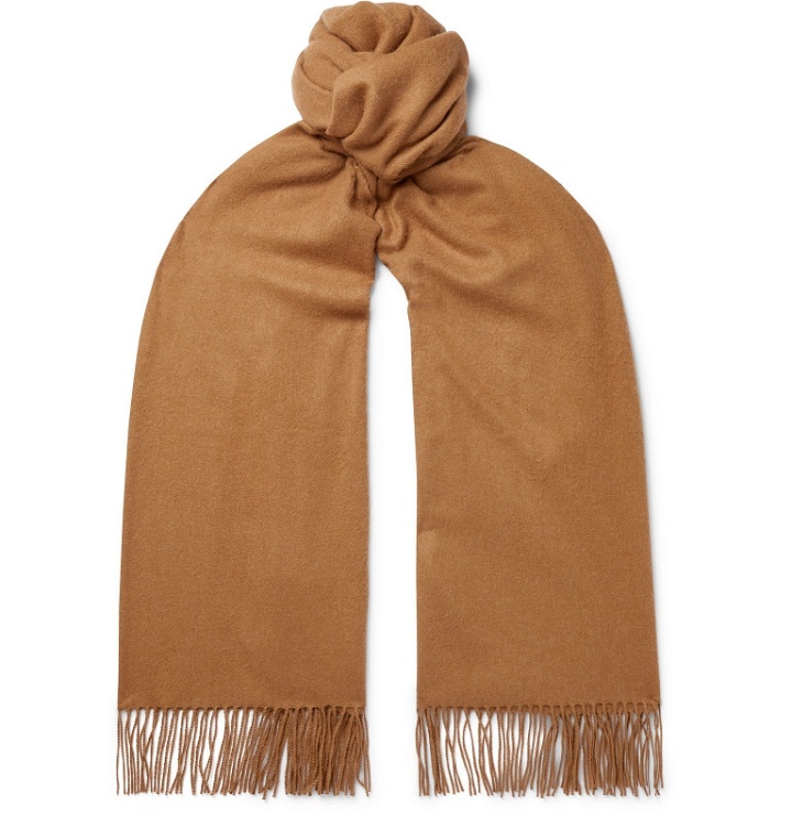 Photo: Johnstons of Elgin - Fringed Vicuña Scarf - Brown