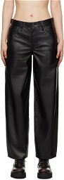 Levi's Black Baggy Dad Faux-Leather Trousers