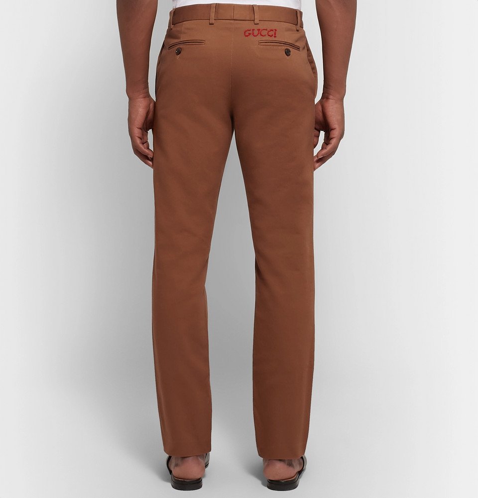 Gucci - Slim-Fit Cotton-Drill Trousers - Men - Brown Gucci