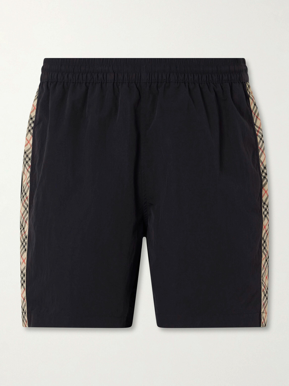 Burberry - Straight-Leg Striped Jacquard-Trimmed Shell Shorts - Black