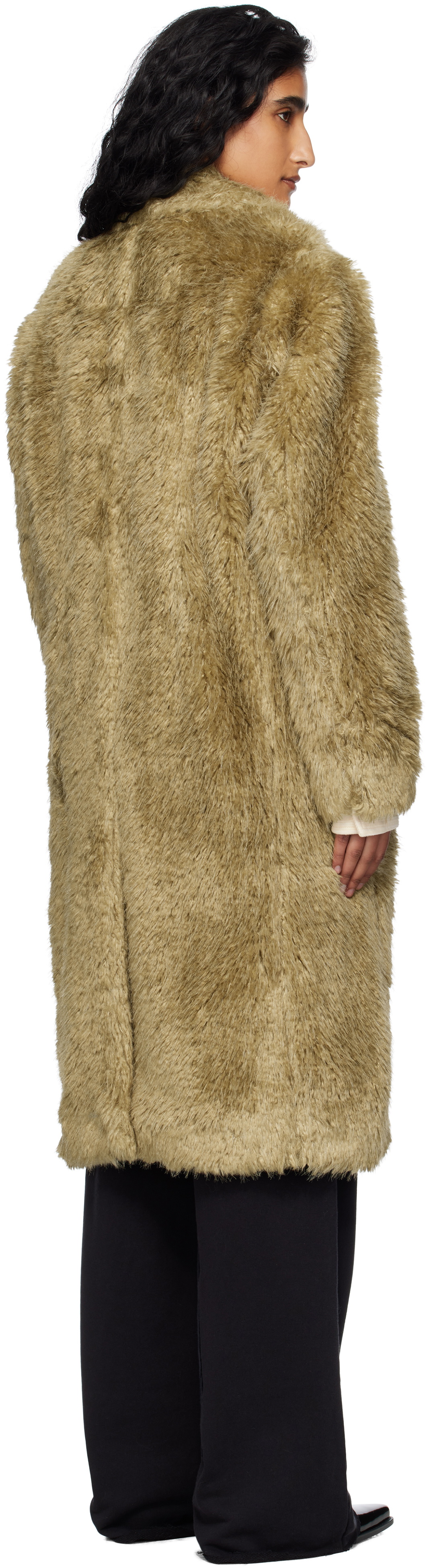 Andersson Bell Khaki Fields Buttons Faux-Fur Coat