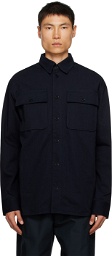 Jil Sander Navy Spread Collar Denim Shirt