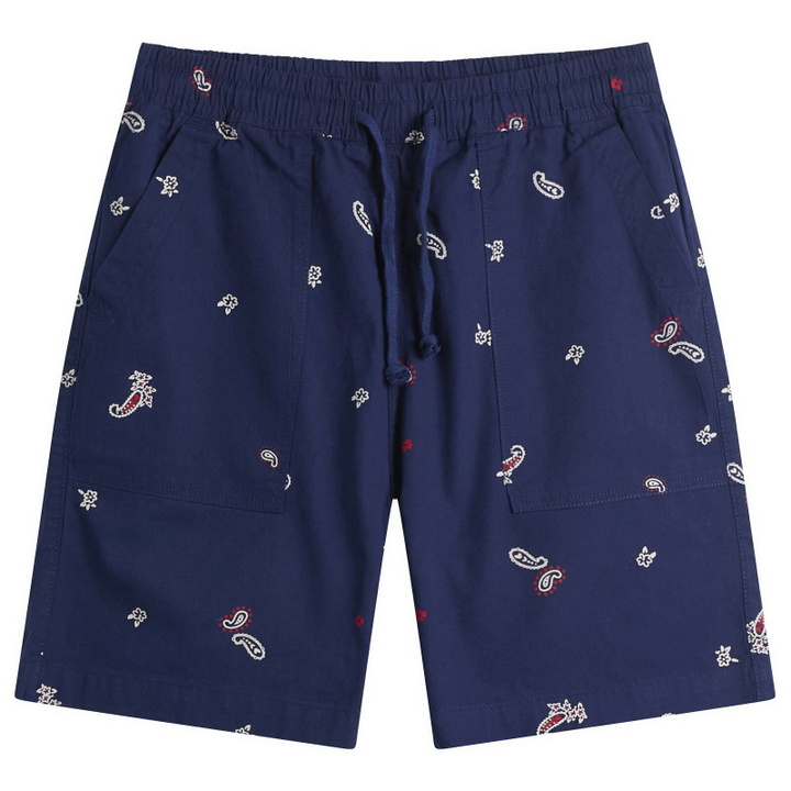 Photo: Service Works Men's Paisley Chef Shorts in Royal
