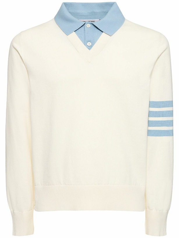 Photo: THOM BROWNE Layered V Neck Polo Sweater