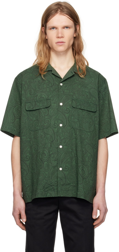 Photo: Pilgrim Surf + Supply Green Sam Paisley Short Sleeve Shirt