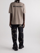 Balenciaga - Logo-Embroidered Cotton-Jersey T-Shirt - Neutrals