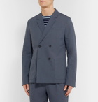 Mr P. - Dark-Blue Unstructured Double-Breasted Linen and Cotton-Blend Suit Jacket - Blue