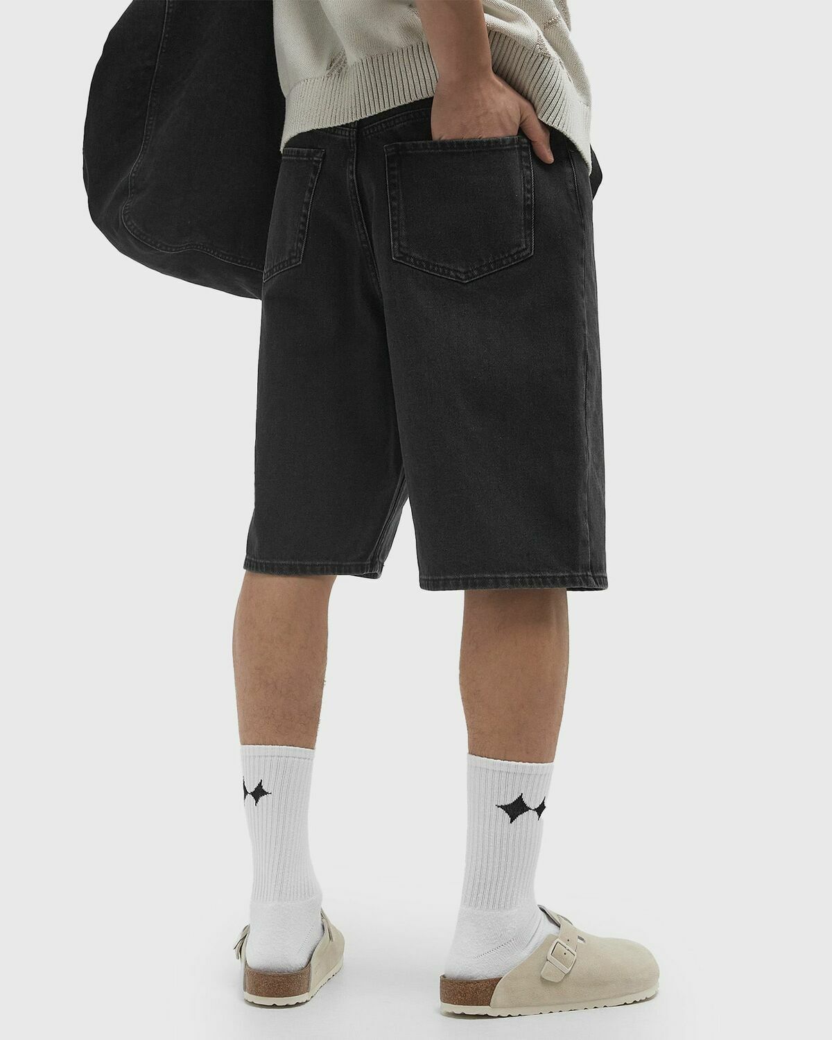 Daily Paper Laser monogram denim shorts Black Mens Casual Short