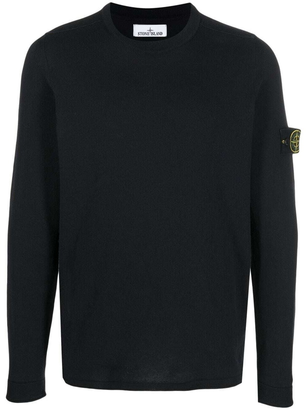 Photo: STONE ISLAND - Logo Cotton Crewneck Sweatshirt