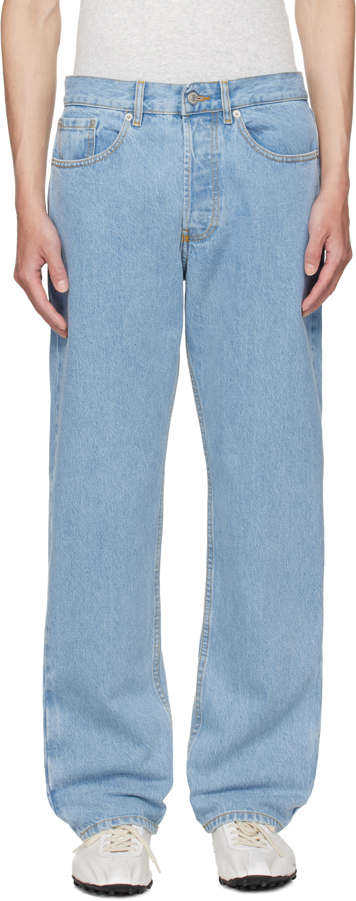 Blue Faded Jeans by Dries Van Noten on Sale