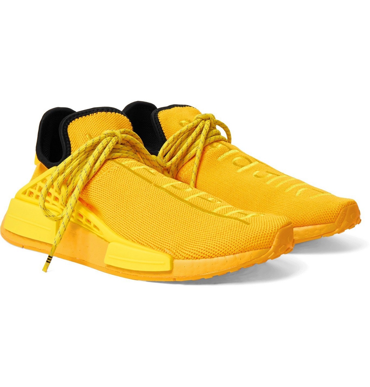 Photo: adidas Originals - Pharrell Williams Hu NMD Rubber-Trimmed Primeknit Sneakers - Yellow