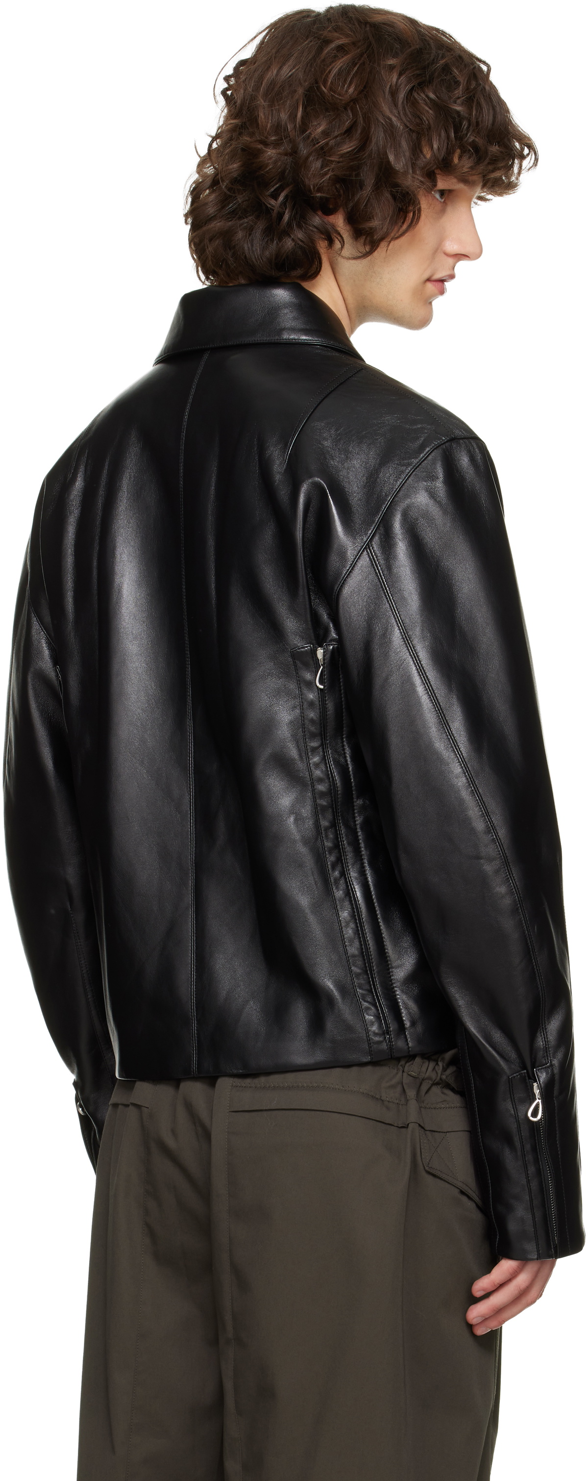 Kiko Kostadinov Black Lur Leather Jacket