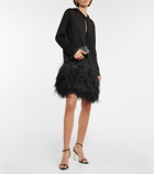 Tom Ford Feather-trimmed silk hoodie minidress